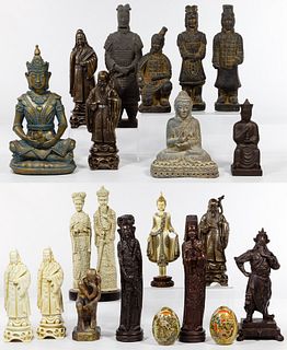 Asian Resin, Ceramic and Porcelain Figurine Assortment