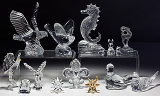 Lalique, Baccarat, Waterford and Swarovski Crystal Figurine Assortment