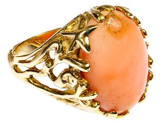 14k Gold and Coral Ring