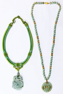 14k Gold and Jadeite Jade Necklaces