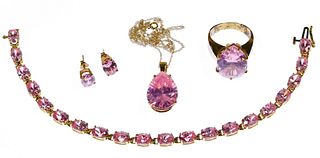 14k / 10k Gold and Pink Ice Cubic Zirconia Jewelry Suite