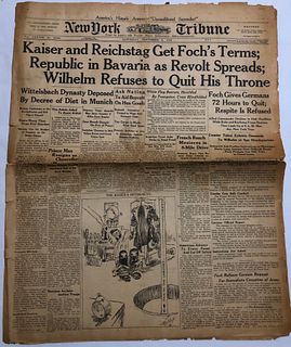 NY Tribune Nov 9, 1918 Kaiser and Reichstag newpaper