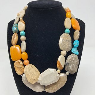 Colorful 2-Strand Stone Necklace