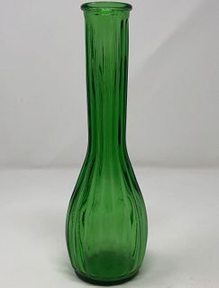 Numbered Dark Green Glass Vase