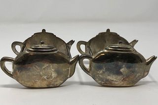 Vintage Pair of Silver Metal Tea Bag Holders