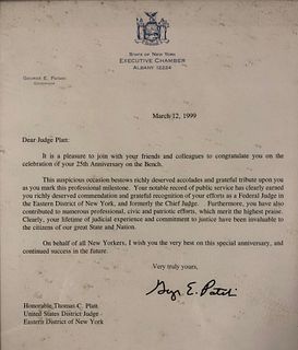 Signed George Pataki Letter