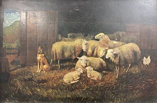 19th Century Farm Scene Oil