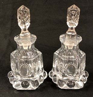Charming Hobnail Cut Glass Bottle Pair