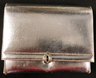 Silver Leather Small Evening Bag