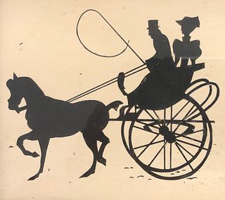 Antique Silhouette Carriage Scene