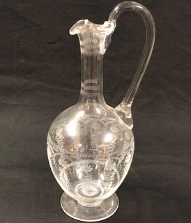 Graceful Etched Glass Pitcher