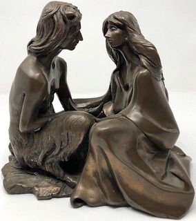Vintage Couple About to Kiss Bronze