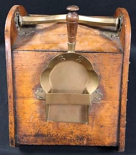Antique Wood and Brass Coal Scuttle