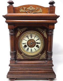Art Deco-Style H.A.C. Wood Mantel Clock