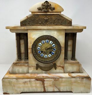 Splendid French White Onyx 19th Century Mantle Clock