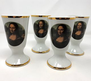 Exclusive, Limoges France Porcelain Mona Lisa Goblets