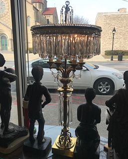 French-Style Brass and Crystal Lamp