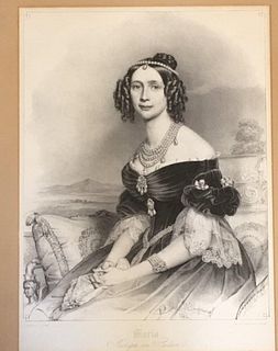 1842 Signed Maria German Pencil Lithograph