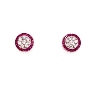 18k Gold, Rubies & Diamonds Target Earrings