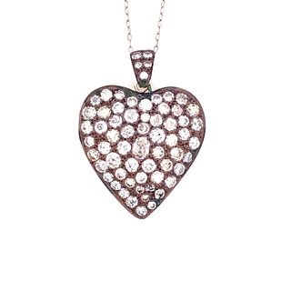Low Gold, Silver & Diamonds Heart Pendant & Chain