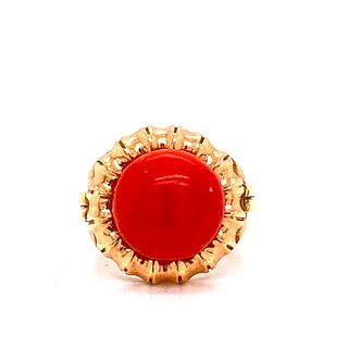 18k Gold Retro Coral Ring