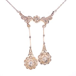 Art Nouveau Platinum Gold Diamonds Rosetta Necklace