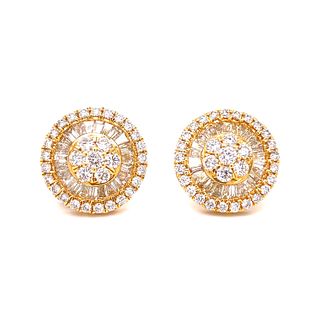 14k Gold Diamonds “Pizza” Earrings
