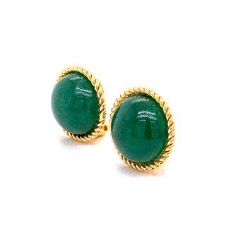 14k Gold Retro Jade Jadeite Earrings