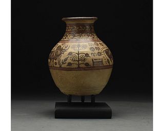 INDUS VALLEY POLYCHROME PAINTED VESSEL WITH BULLS