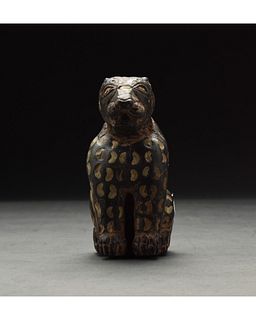 WESTERN ASIATIC STYLE STONE FIGURE OF A TIGER WITH INLAYS