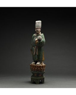 CHINESE MING DYNASTY LARGE ATTENDANT FIGURE