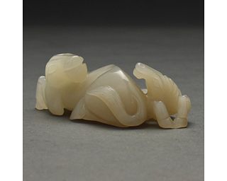 A WHITE JADE GROUP OF TWO HORSES, CHINA