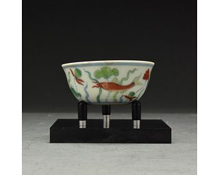 A DOUCAI-STYLE 'FISH' CUP, CHINA