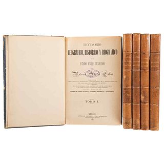 García Cubas, Antonio. Diccionario Geográfico, Histórico y Biográfico de los Estados Unidos Mexicanos. México,1888. Pieces: 5.