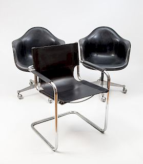 Pair of Armchairs, Charles and Ray Eames for Herman Miller, Together with a Single Armchair, by Mart Stam