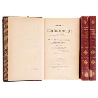 Prescott, William H. Histoire de la Conquete du Mexique... Paris, 1863 - 1864. Pieces: 3. T1: 13 sh. T2: 14 sh. T3: 7 sh.
