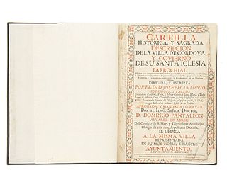 Rodríguez y Valero, Joseph Antonio. Cartilla Histórica, y Sagrada. Descripción de la Villa de Cordova... México, 1759.