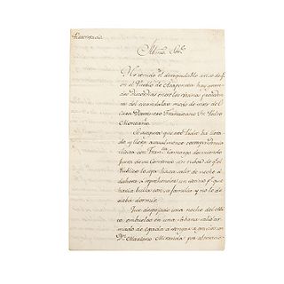 Güemes Pacheco, Juan Vicente de. Letter addressed to Yllmo. Obispo de Guadalaxara. México, 1791. Signed.