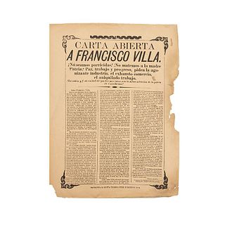 Varios Obreros. Carta Abierta a Francisco Villa. México: Imprenta 2ª Santa Teresa Núm. 40, 1914.  page.