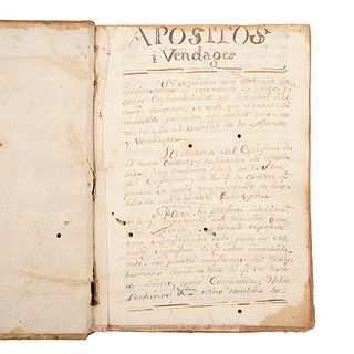 Aguiar, Theodoro. Apósitos y Vendages. México (?): 1810. Handwritten book.
