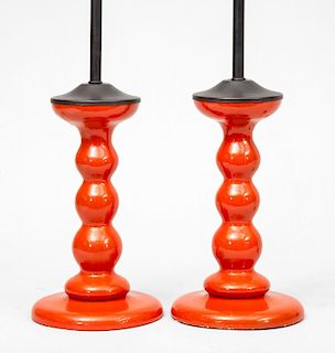 Pair of Candlesticks, Mounted as Lamps