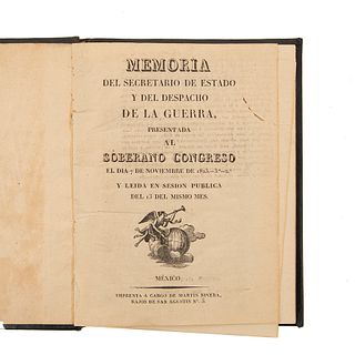 Herrera, José Joaquín. Memoria que el Secretario del Despacho de la Guerra Presentada al Soberano Congreso... México, 1823.
