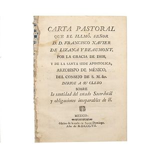 Lizana y Beaumont, Francisco Xavier. Cartas Pastorales. México, 1804/1807. Pieces: 3.