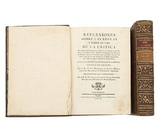 Santa María, Honorato de. Reflexiones sobre las Reglas y sobre el Uso de la Crítica. México, 1792. Pieces: 2.