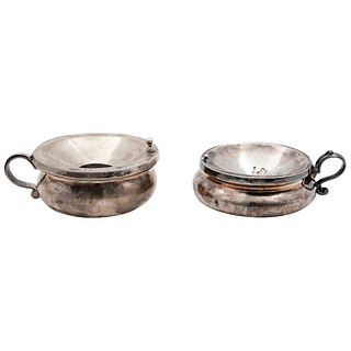Pair of Spittoons, Mexico, 18th and 19th centuries, Silver. With seals of assayers Antonio Forcada y la Plaza and Cayetano Buitrón.