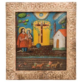 Ex-voto in devotion to Saint Mary of the Head and Isidore the Farmer, Mexico, ca. 1900, Oil on canvas