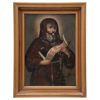 St. Francis of Paola, Mexico, 19th century, Oil on sheet