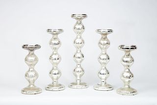 Group of Five Candlesticks and Two Vases