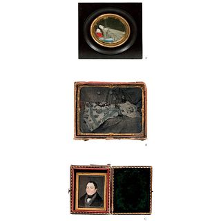 Lot of 3 miniatures, Mexico and France, 19th century