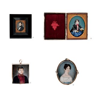 Lot of Four Miniature Portraits, Mexico and England, 19th century